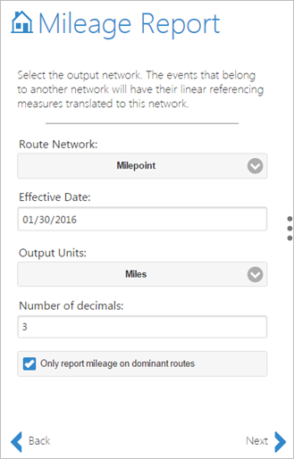 Calculate mileages for dominant routes. Calculate mileages for dominant routes.