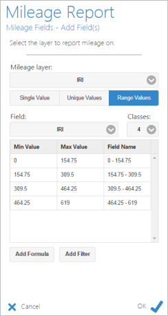 Adding the range values using the IRI field Adding the range values using the IRI field
